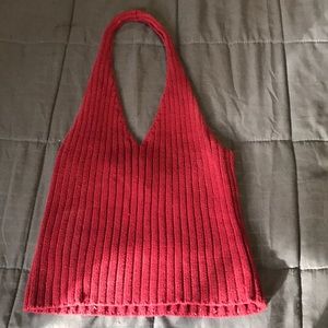 Wine colored knit halter top